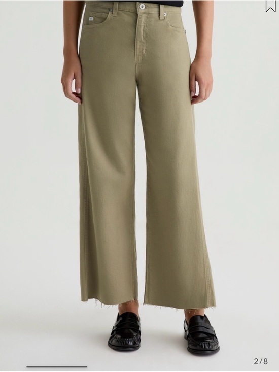Ag Adriano Goldschmied Pants - Ag Adriano Goldschmied Saige Wide Leg Cropped Jean High Rise Fit Dusty Sage